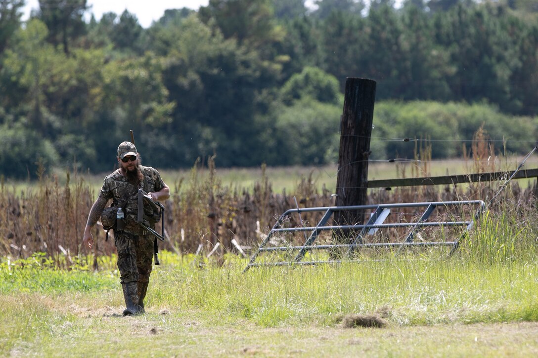 A hunter returns from the dove fields following a successful outing during the 7th annual Warriors Dove Hunt at the Cooper River Rediversion Project in St. Stephen, SC. The hunt is exclusively for U.S. military Wounded Warriors and veterans and is hosted by SCDNR and the USACE Charleston District.