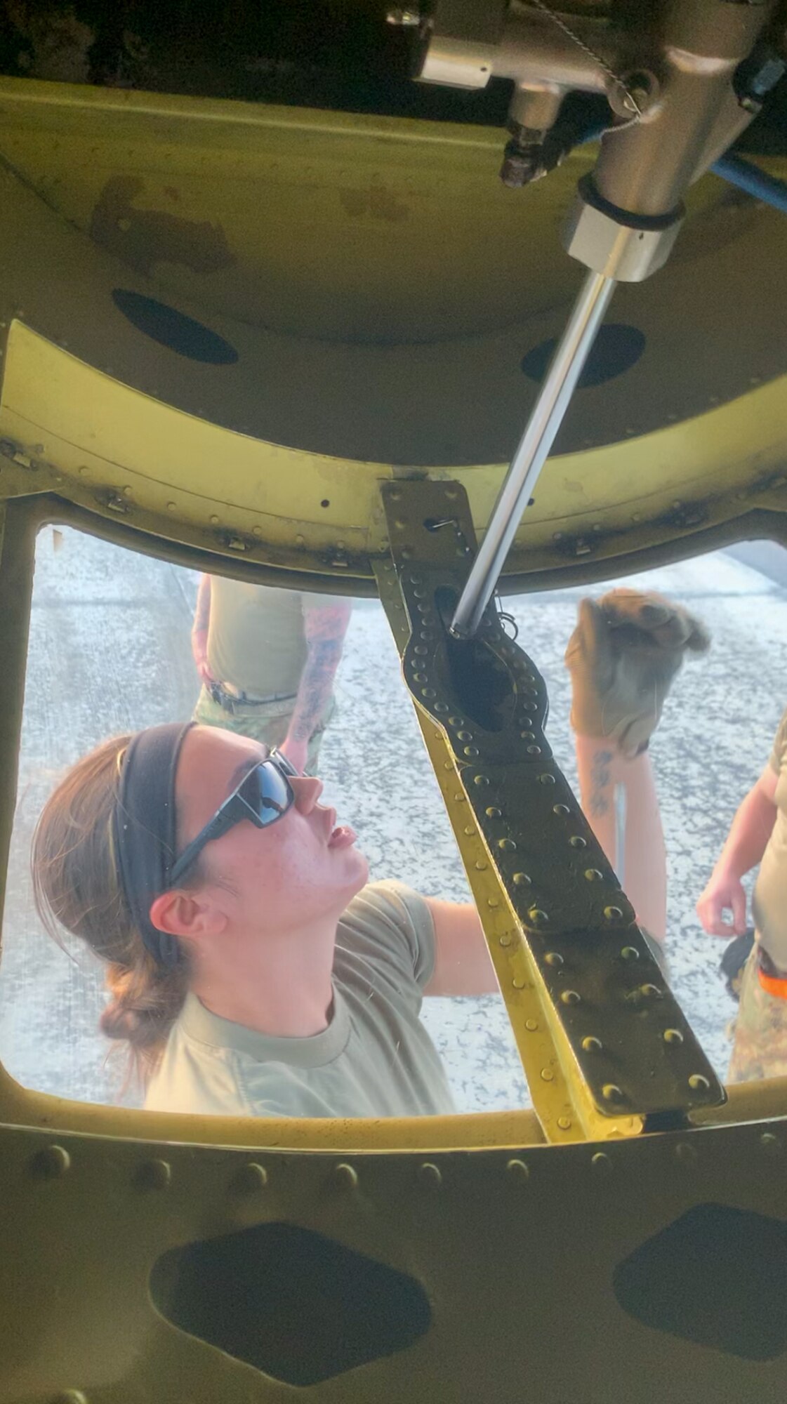 Staff Sgt. Renatta Purdy, a crew chief with the 128th Air Refueling Wing, Wisconsin Air National Guard, repairs a boom pod on a KC-135R Stratotanker during exercise Arctic thaw at MacDill Air Force Base, Florida, April 23, 2021. Arctic Thaw is an off station independent-operations exercise that provides new fighter pilots an opportunity to practice refueling and refueling wings an opportunity to complete annual training.