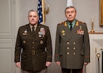 Chairman of the Joint Chiefs of Staff Gen. Mark A. Milley meets with Chief of Russian General Staff Gen. Valery Gerasimov in Helsinki, Finland, Sep. 22, 2021. The two military leaders discussed regional conflicts, strategic stability, and other operational and strategic issues to enhance de-confliction and reduce risk. (DOD photo by U.S. Army Master Sgt. Chuck Burden)