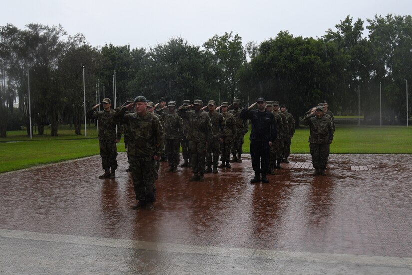 Service members assigned to Joint Base Charleston render salute to the American flag during the observed POW/MIA Recognition Day at Joint Base Charleston, South Carolina, Sept. 16, 2021. The Air Force Sergeants Association hosts the event each year. Currently 83,000 service members unaccounted for. (U.S. Air Force photo by Airman 1st Class Jade Dubiel)