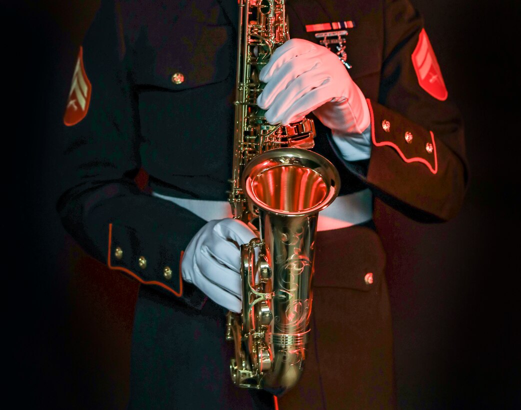 A Marine with the Parris Island Marine band plays the clarinet aboard Marine Corps Recruit Depot, Parris Island, South Carolina, April 10, 2021. Portraits of band members were taken in support of the Musicians Enlistment Option Program. (U.S. Marine Corps photo by Sgt. Erin Morejon)