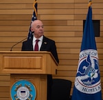 DHS Secretary Alejandro Mayorkas at podium for 2021 NHHM event