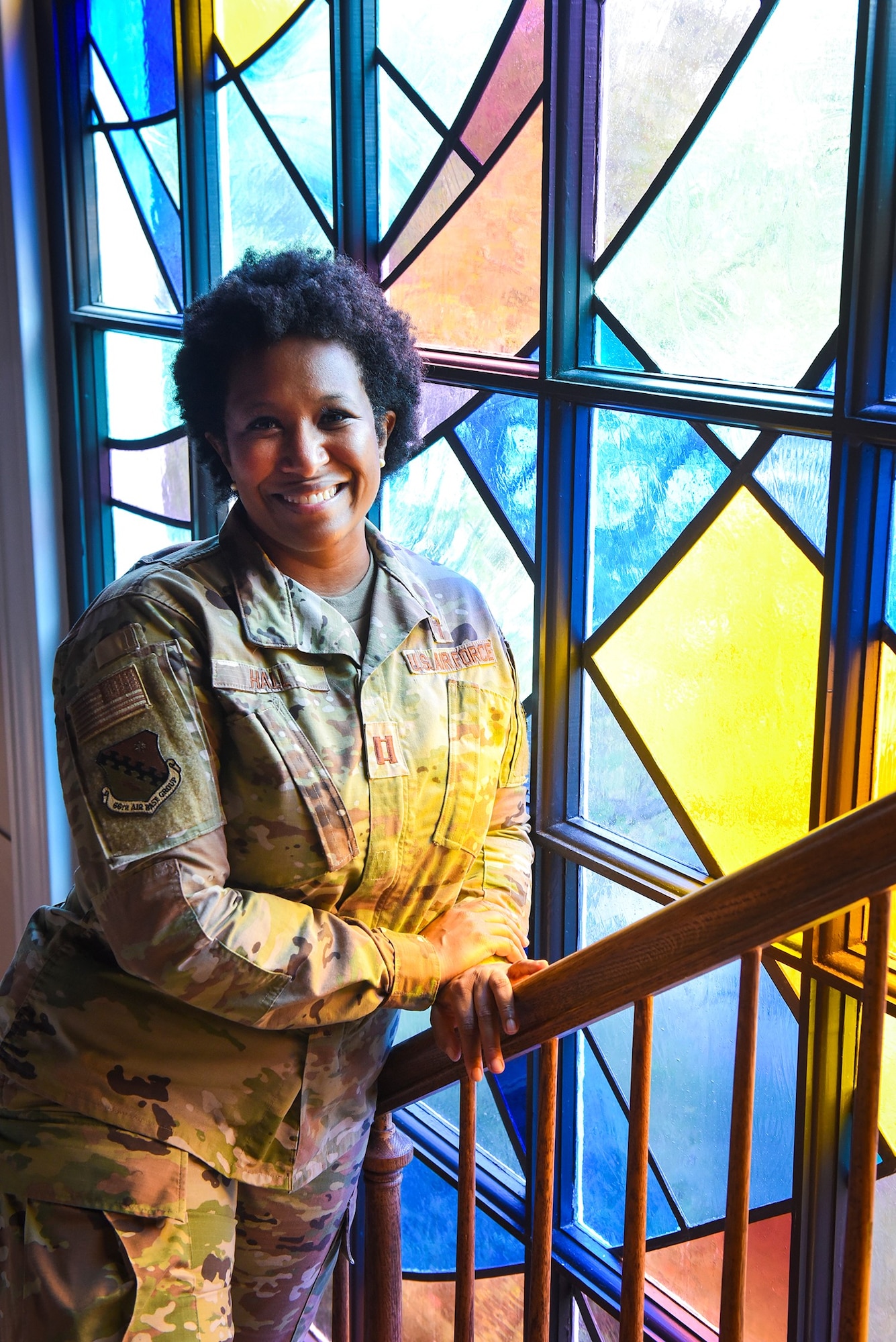 Chaplain (Capt.) Kimberly Hall, installation chaplain, poses for a photo