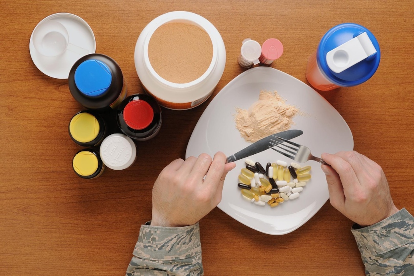 The supplement business is a multi-billion dollar industry that is not currently regulated like conventional food and drug products by the Food and Drug Administration. The use of supplements is designed to add further nutritional value to the diet, not act as a meal replacement. (U.S. Air Force photo illustration/Airman 1st Class Daniel Brosam)