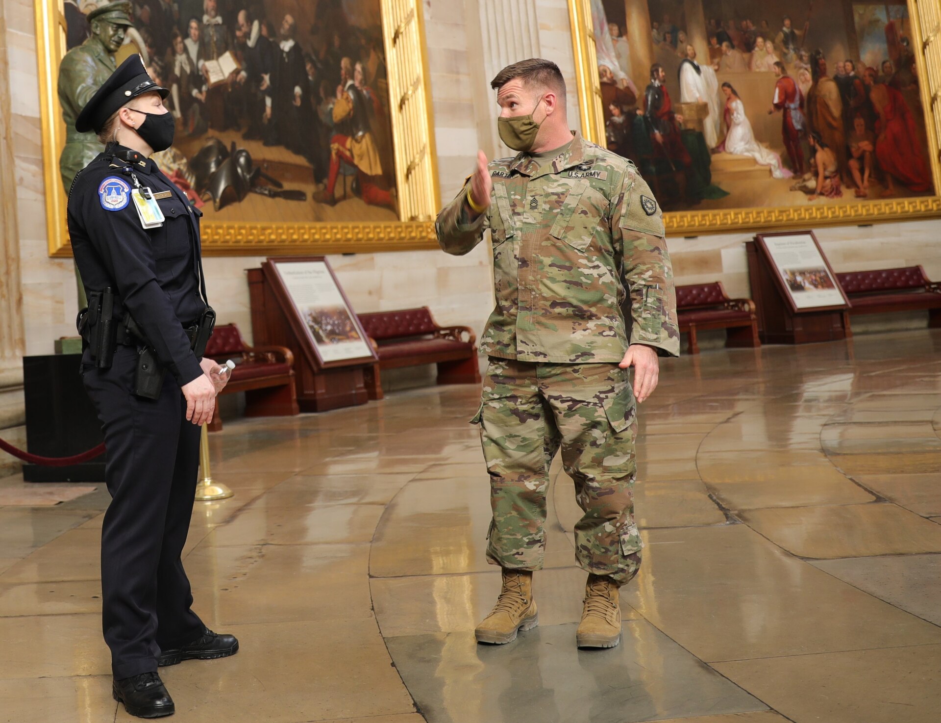 The National Guard has been requested to continue supporting federal law enforcement agencies with security, communications, medical evacuation, logistics, and safety support to state, district and federal agencies through mid-March. For the security mission, Carter is acting in a command sergeant major capacity for Task Force Frontier, which consists of National Guard Soldiers from Kentucky, Guam, California and Wyoming.