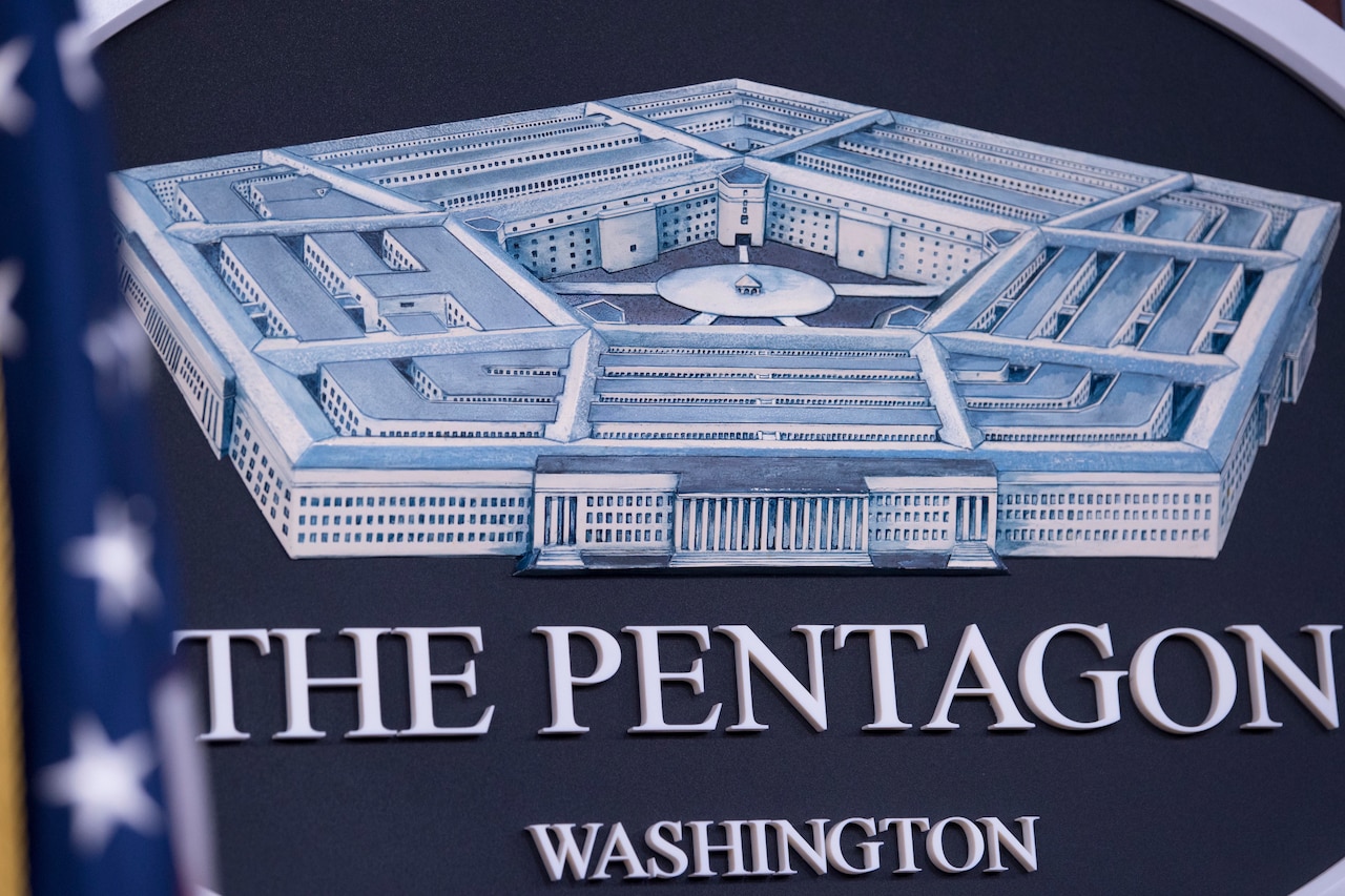 Pentagon Briefing Room seal.