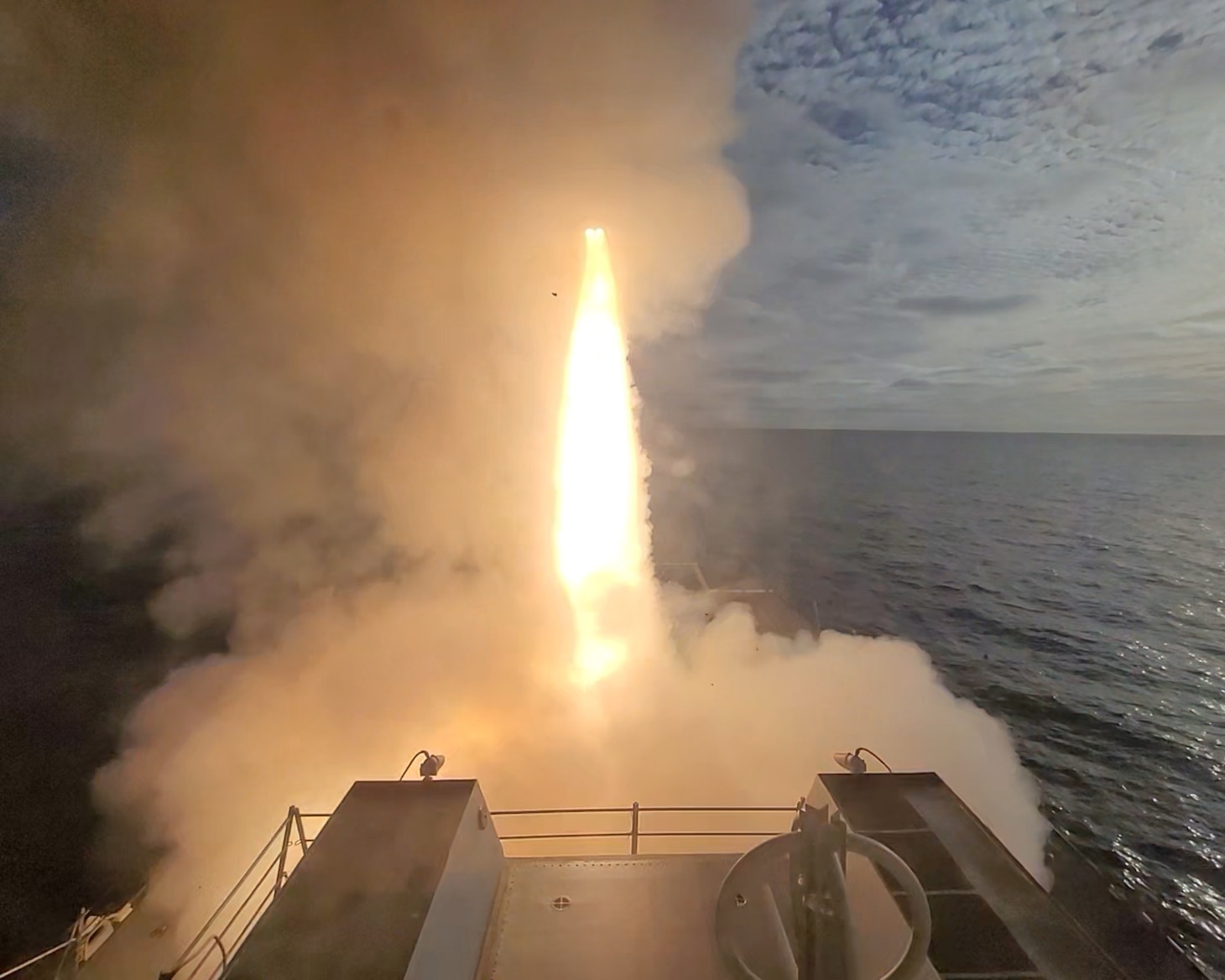Guided-missile destroyer USS John Finn (DDG 113) launches a missile during U.S. Pacific Fleet’s Unmanned Systems Integrated Battle Problem (UxS IBP) 21, April 25.