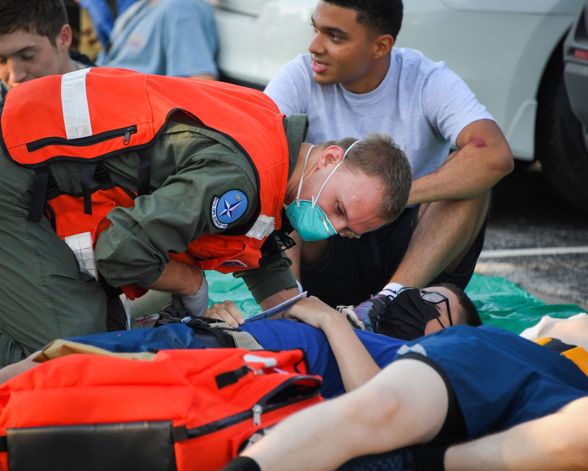 Capt. (Dr.) Tyler Yorgason takes care of a patient during Ready Eagle exercise
