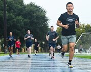 Barksdale Airmen run at the Laps For Life event at Barksdale Air Force Base, Louisiana, Sep. 17, 2021.