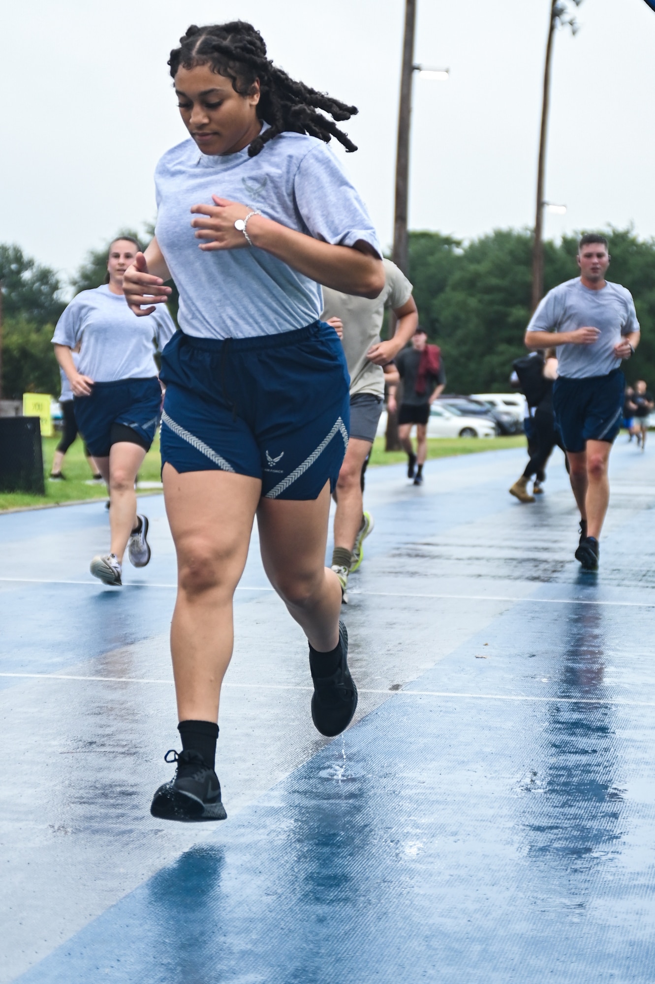 Barksdale Airmen run at the Laps For Life event at Barksdale Air Force Base, Louisiana, Sep. 17, 2021.