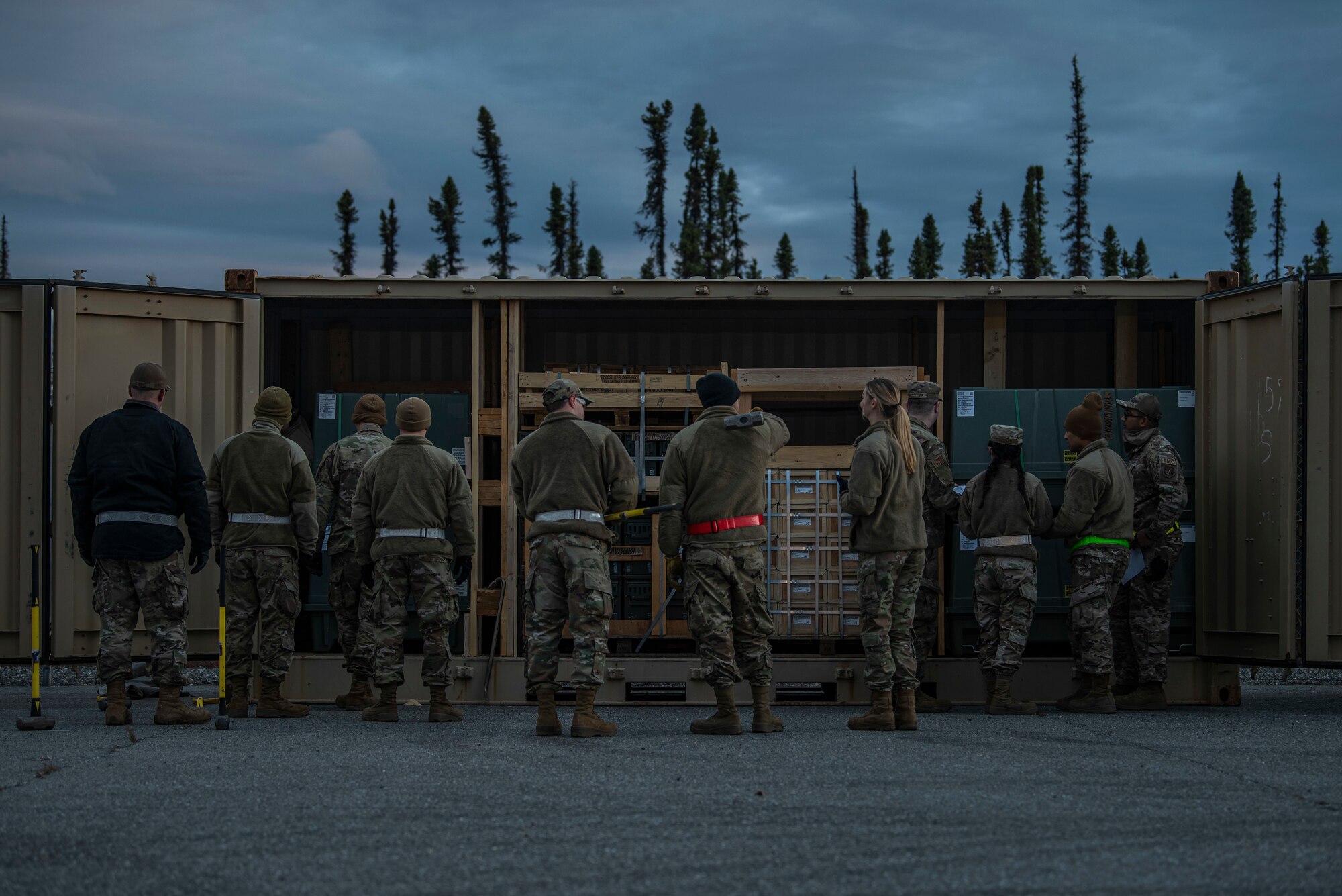 The munitions barge is a task conducted biannually by the 354th MUNS that receives, inspects and stores munitions.