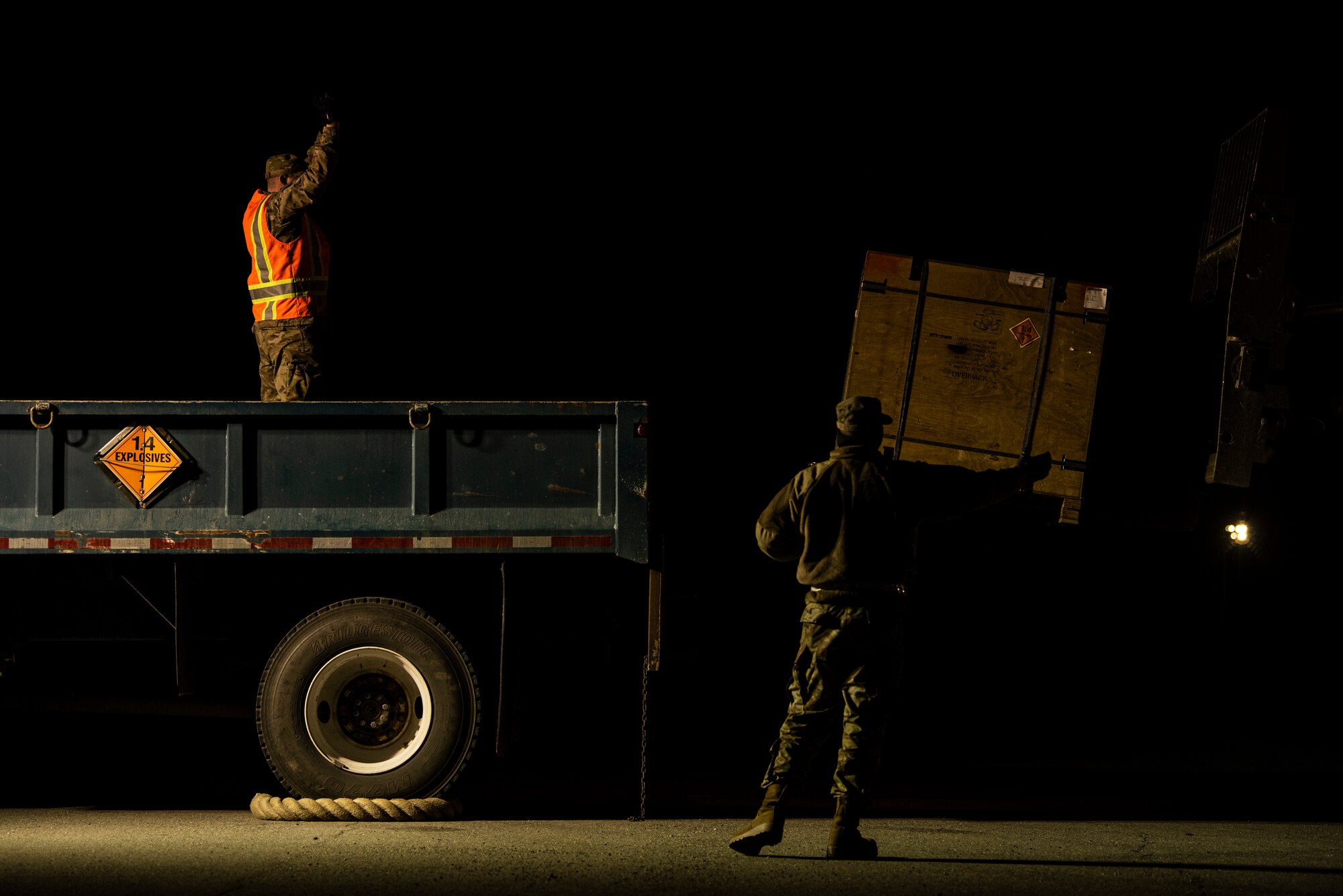 The munitions barge is a task conducted biannually by the 354th MUNS that receives, inspects and stores munitions.