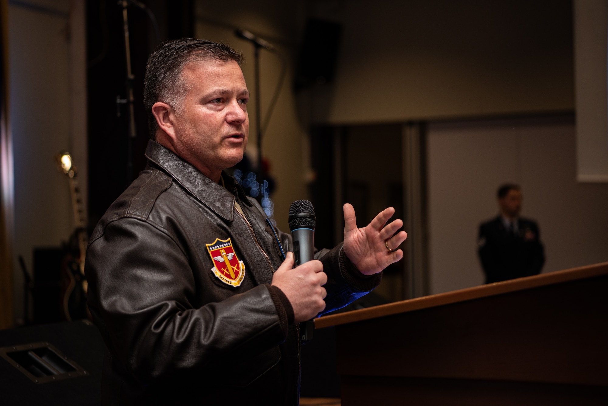 Commander speaking to an audience