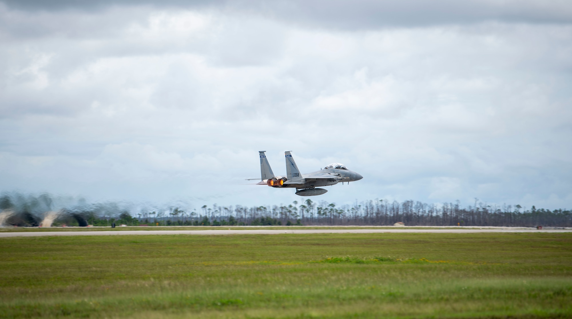 An F-15 taking off