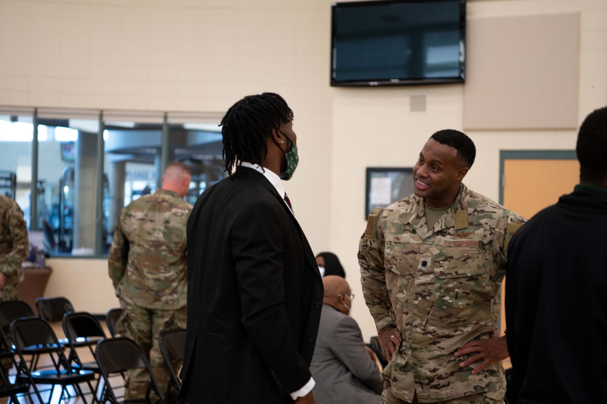 U.S. Air Force Maj. Gen. Eric Hill, Air Force Special Operations Command deputy commander, speaks to students at Florida A&M University about career opportunities Sept. 23, 2021. FAMU, one of the top historically black colleges in the nation, graduates highly intelligent and motivated individuals with diverse experiences. (U.S. Air Force photo by Staff Sgt. Rito Smith)