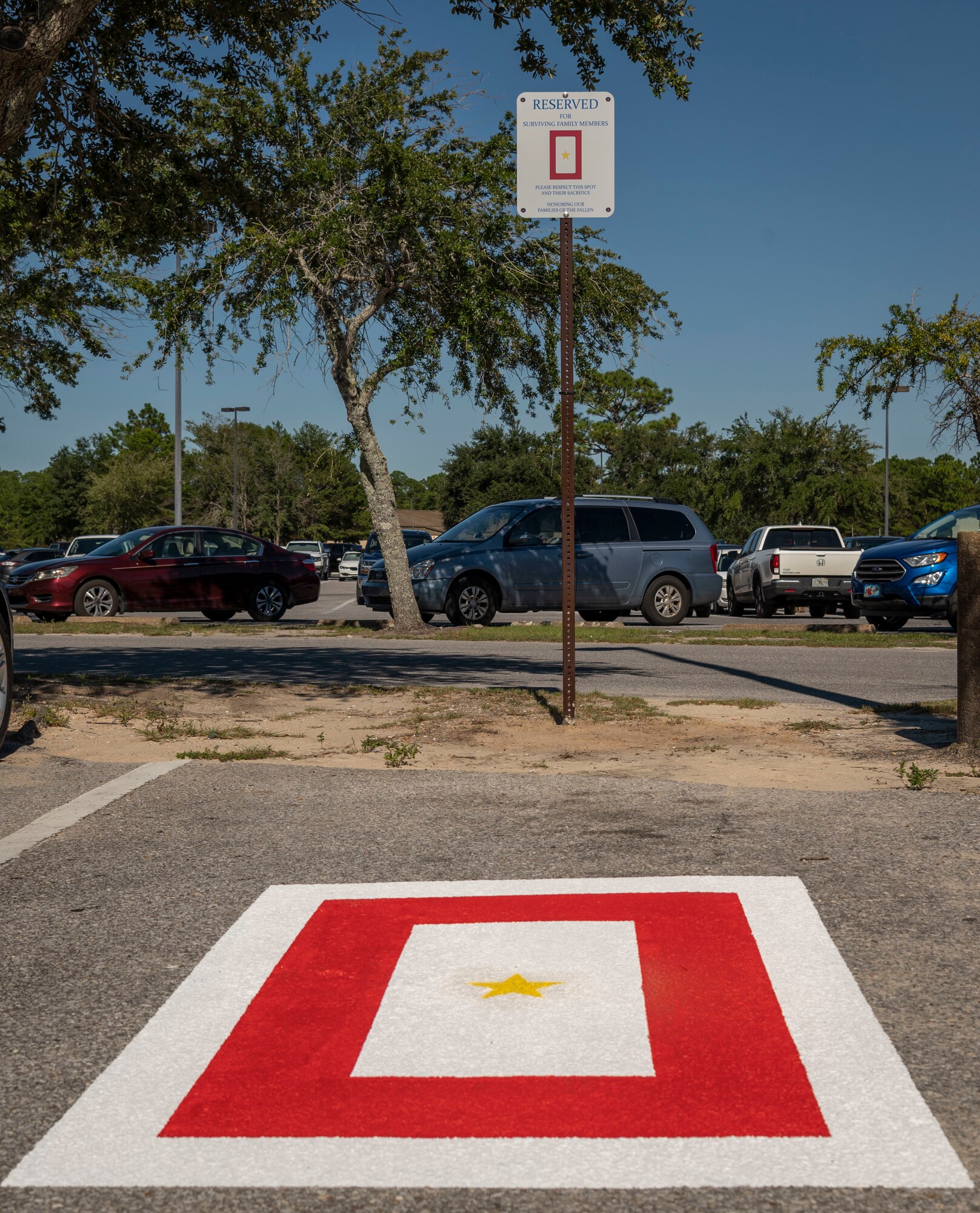 A parking spot for gold star families is located at the Commissary and Base Exchange in honor of Gold Star Mother’s and Family’s Day