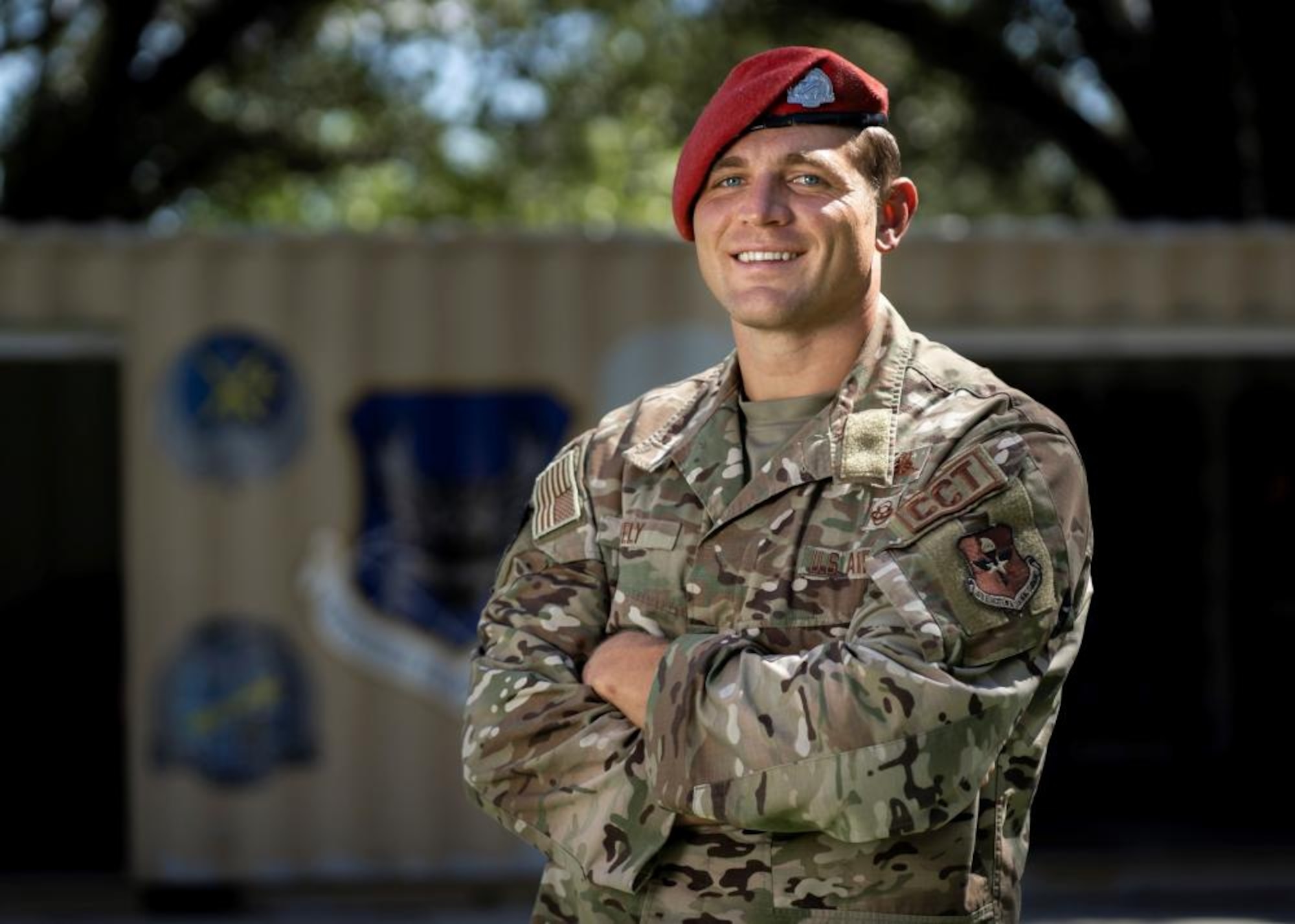 U.S. Air Force Master Sgt. Rylan Neely, 350th Special Warfare Training Squadron, SW Preparatory Course superintendent, poses for a portrait after his selection as the 2020 Air Force Special Warfare Combat Controller Noncommissioned Officer of the Year at Joint Base San Antonio, Texas, September 12, 2021.
