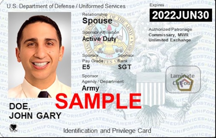 A sample ID card with photo and identifying information.