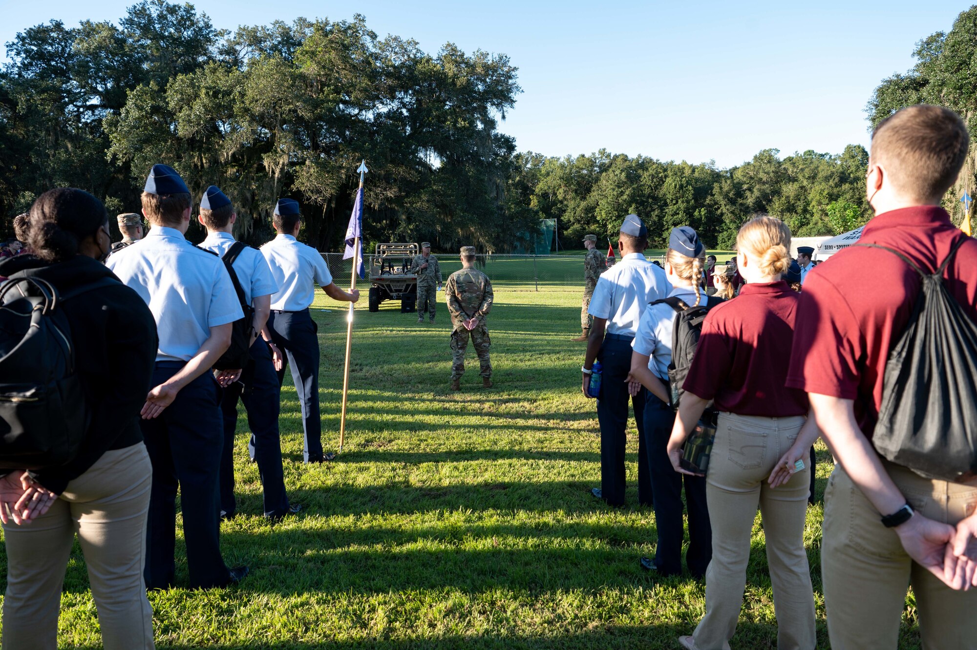 U.S. Air Force Maj. Gen. Eric Hill, Air Force Special Operations Command deputy commander, speaks to ROTC cadets at Florida State University and Florida A&M University during an event Sept. 23, 2021. Hill spoke about diversity, inclusion and the type of leaders needed for the future of the force. (U.S. Air Force photo by Staff Sgt. Rito Smith)