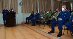 Peruvian Navy Comandante Marco Antonio Montero Gallegos gives opening remarks during the closing ceremony for Silent Forces Exercise (SIFOREX) 2021 at Callao Naval Base, Sept. 24, 2021.
