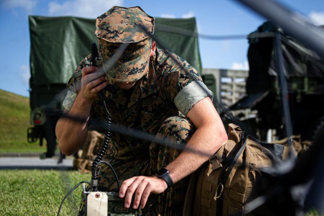 U.S. Marines with 3d Marine Expeditionary Brigade Alert Contingency Marine Air Ground Task Force, load into a 7-ton medium tactical vehicle during an ACM drill at Camp Courtney, Okinawa, Japan, Sept. 22, 2021. 3d MEB is III Marine Expeditionary Force’s Fire Brigade, ready to respond to a wide range of crisis events throughout the Indo-Pacific region as a command-and-control node or as the nucleus of a Joint Task Force, from delivering humanitarian assistance during natural disasters to combat operations. This successful ACM drill showcased the 3d MEB’s readiness and validated 3d MEB’s ability to rapidly activate and deploy a Forward Command Element. (U.S. Marine Corps photo by Lance Cpl. Ujian Gosun)