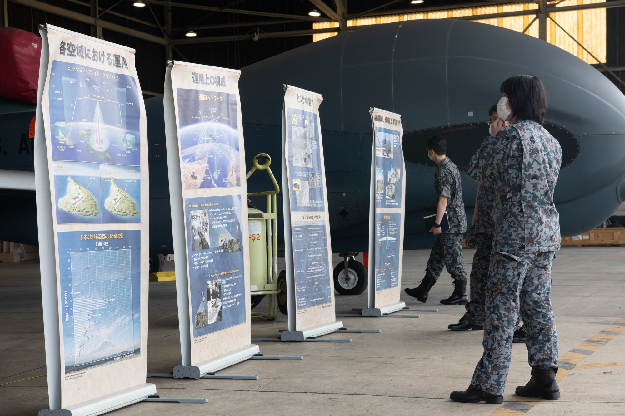 Members of Air Defense Command visited the 319th Operations Group Det. 1, for a U.S. Air Force Global Hawk subject matter expert exchange at Yokota Air Base, Japan, Sept. 22, 2021.