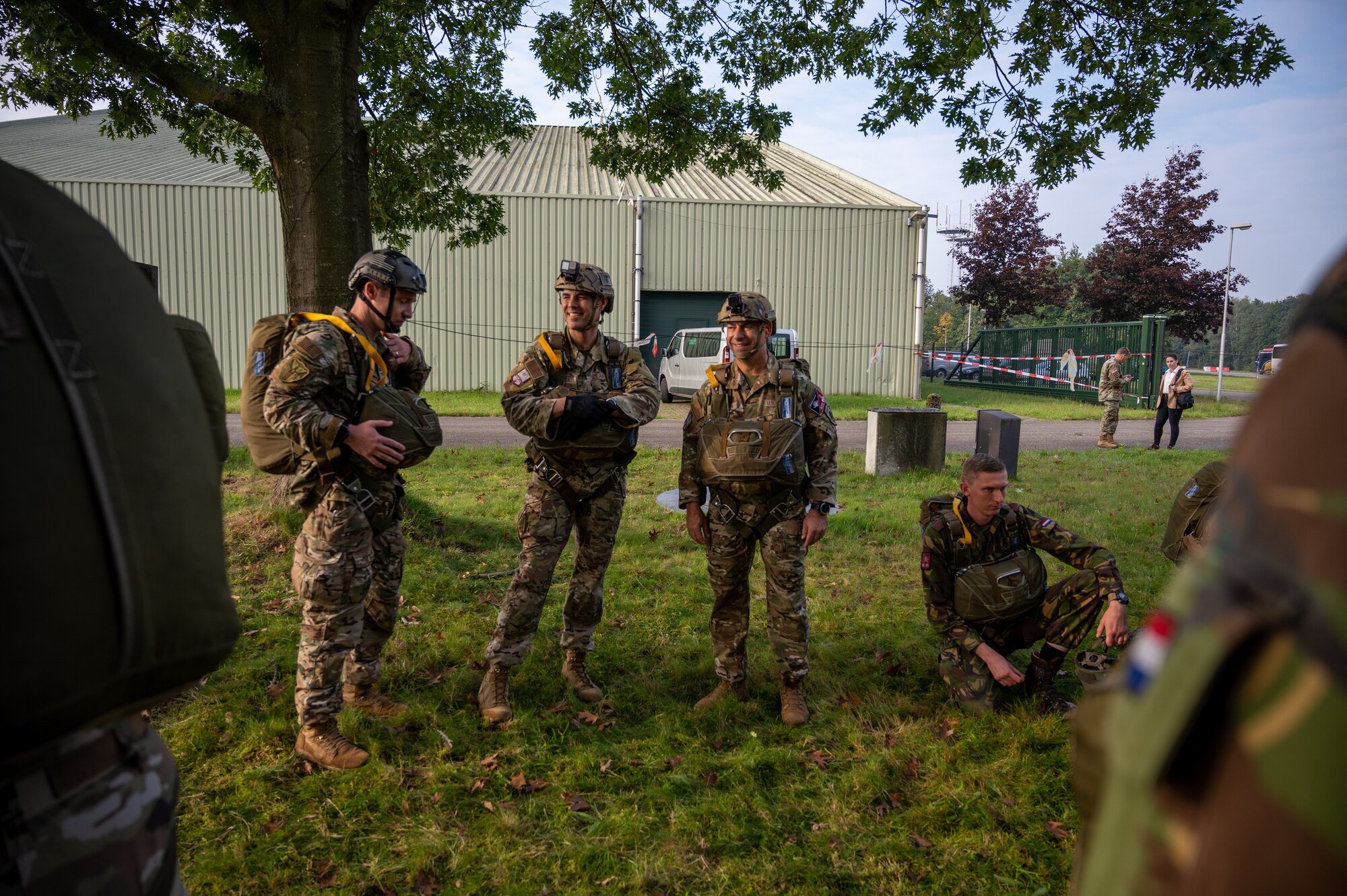 Airmen and General receive parachute training.