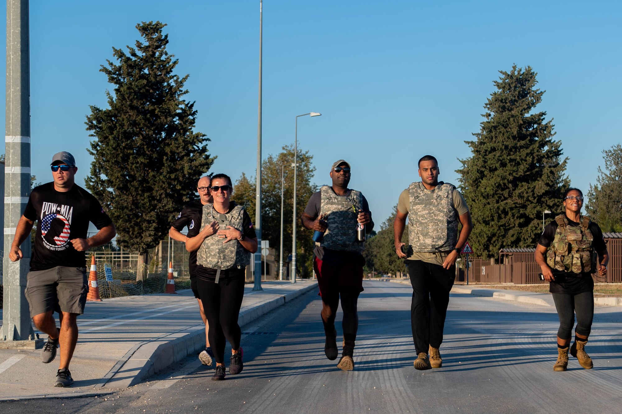Airmen walking during POW/MIA event