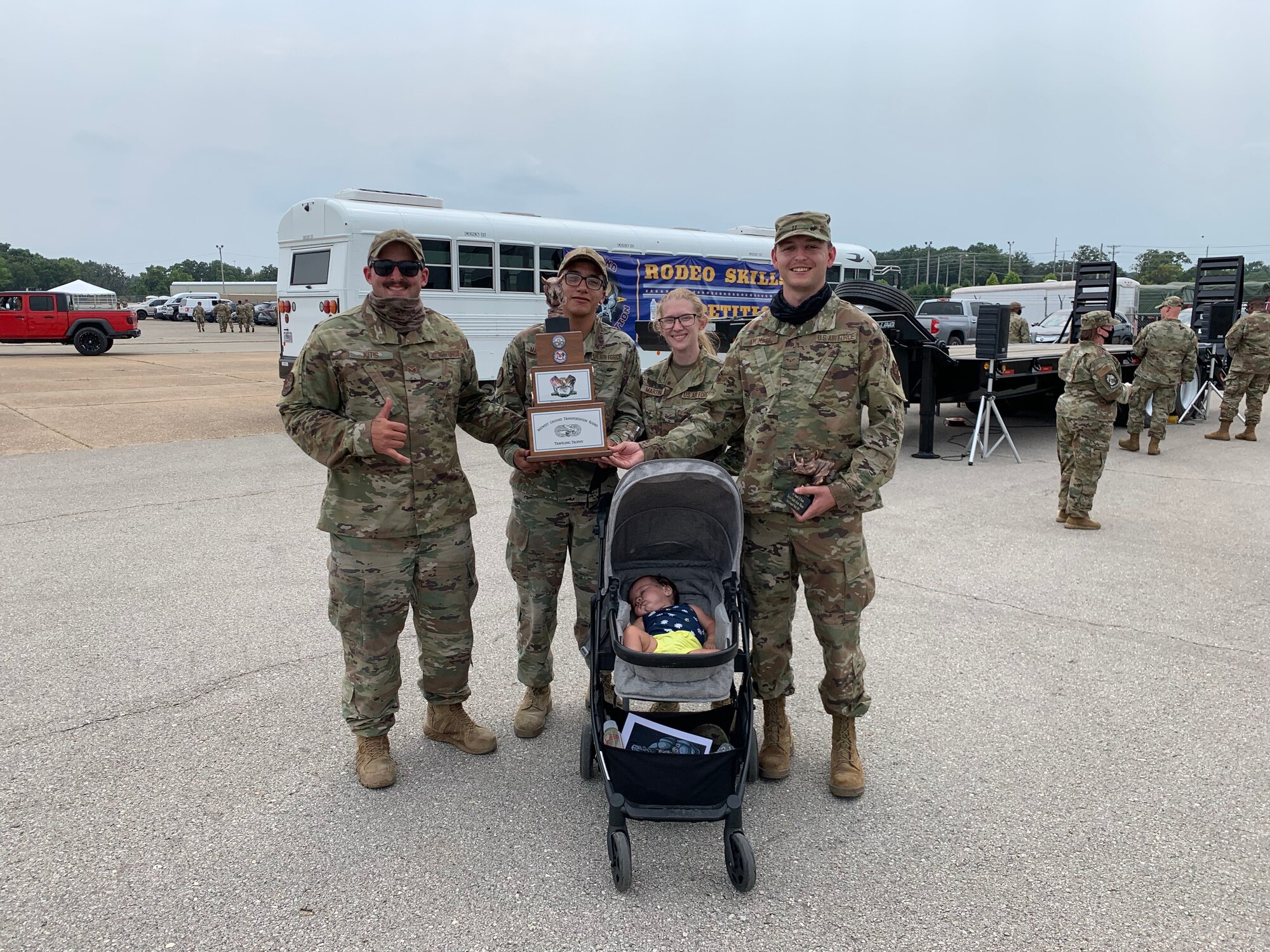 The 509th Logistics Readiness Squadron Ground Transportation Rodeo team stand for a group photo.