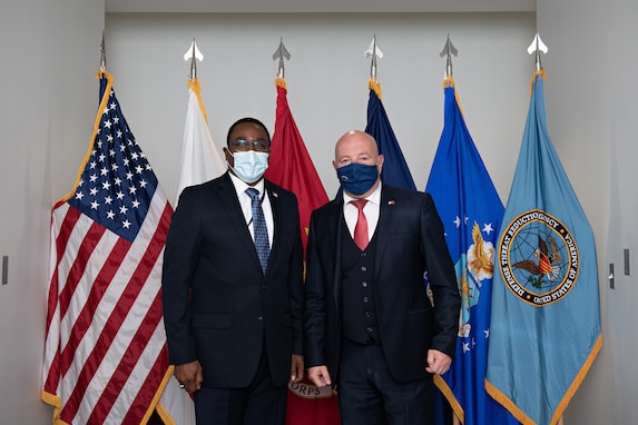 The Defense Threat Reduction Agency hosted the Director of the Regional Arms Control Verification and Implementation Assistance Center (RACVIAC), Retired Maj. Gen. Jeronim Bazo. During his visit to DTRA he met with DTRA’s Acting Director, Dr. Rhys Williams, On-Site Inspection and Building Capacity Director, Mr. David Musgrave, and Cooperative Threat Reduction Director, Dr. Robert Pope to explore new opportunities for Counter-WMD (CWMD) cooperation.