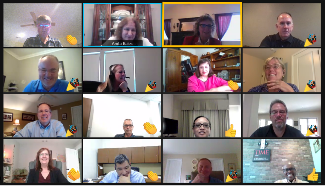 collage of 16 people during a webex award ceremony.
