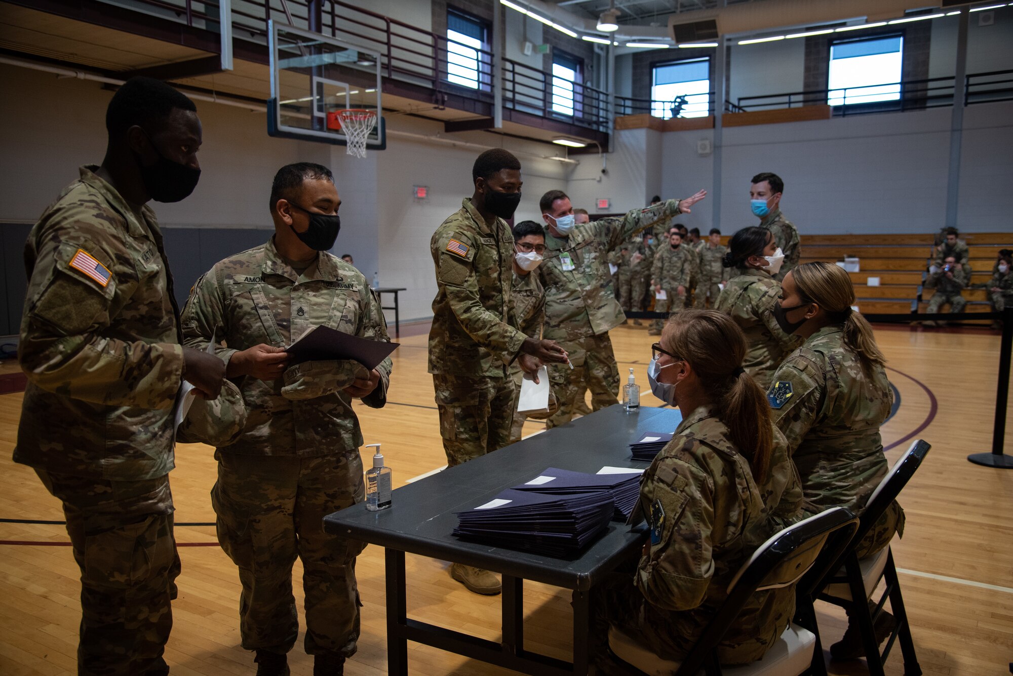Soldiers being inprocessed
