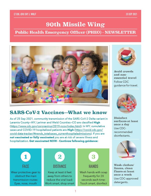 The 90th Missile Wing Public Health Emergency Officer explains the data behind SARS-CoV-2 and being vaccinated.  With the Delta variant spreading, it's vital that people are taking the proper safety precautions. (U.S. Air Force graphic by Lt. Col. Sky Wolf.)