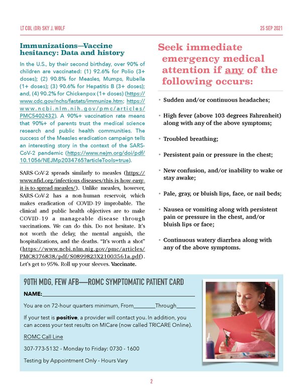 The 90th Missile Wing Public Health Emergency Officer explains the data behind SARS-CoV-2 and being vaccinated.  With the Delta variant spreading, it's vital that people are taking the proper safety precautions. (U.S. Air Force graphic by Lt. Col. Sky Wolf.)