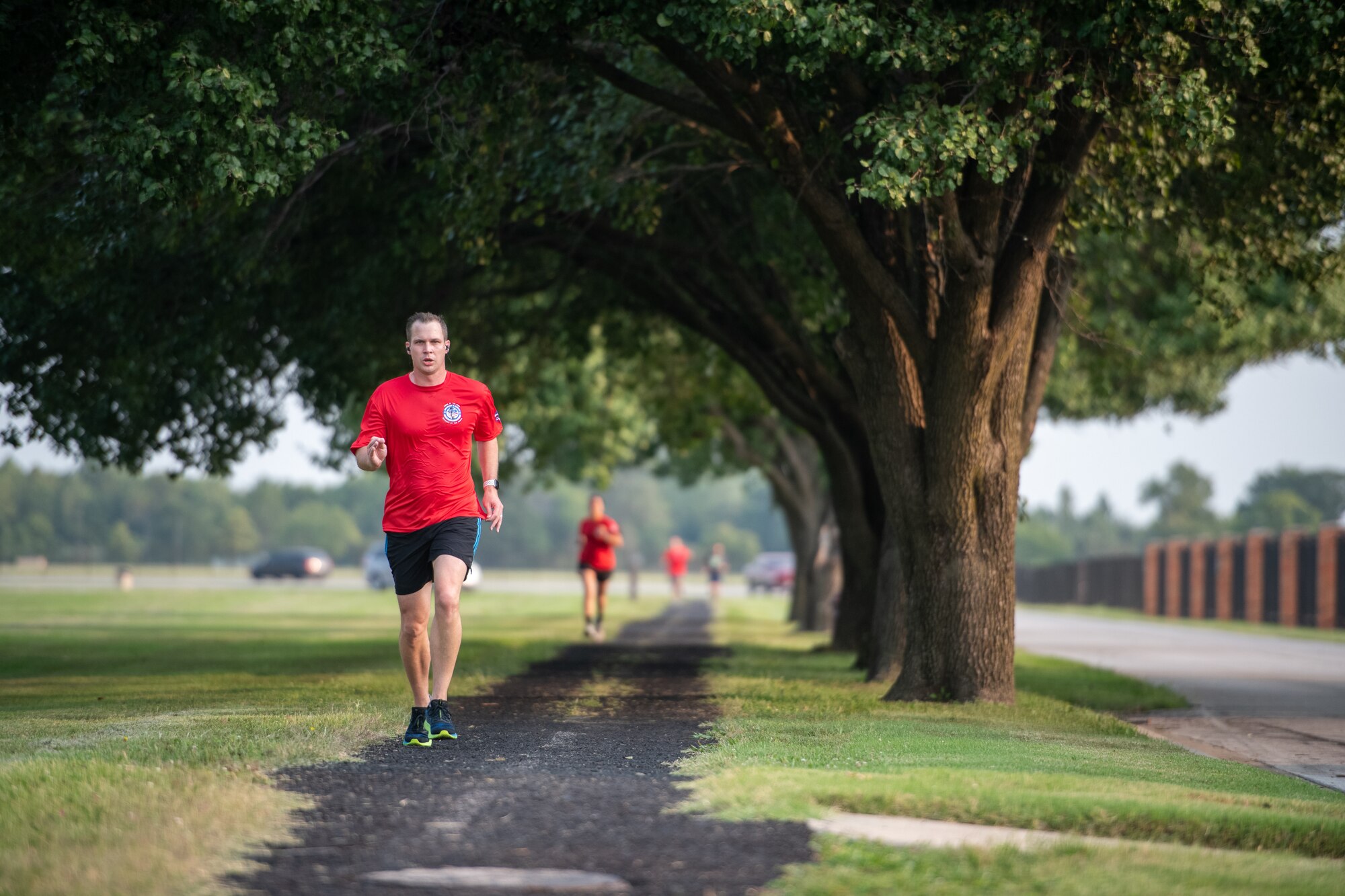 Airmen from the 73rd Airlift Squadron, 54th Airlift Squadron and 932nd Operations Support Flight virtually participate in the Bradley R. Smith memorial scholarship 5k run, 9 Sept. 2021, Scott Air Force Base, Illinois.