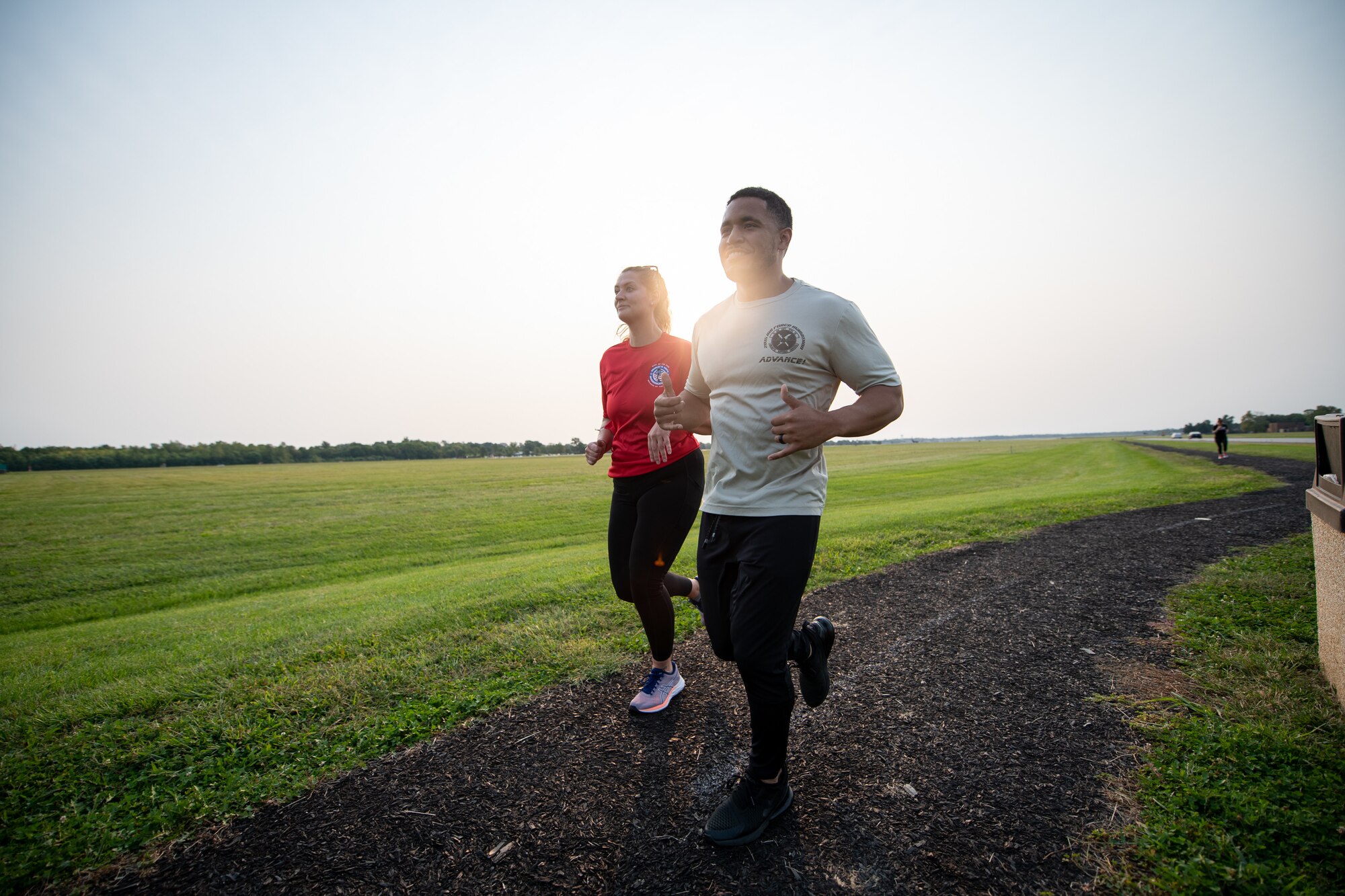 Airmen from the 73rd Airlift Squadron, 54th Airlift Squadron and 932nd Operations Support Flight virtually participate in the Bradley R. Smith memorial scholarship 5k run, 9 Sept. 2021, Scott Air Force Base, Illinois.