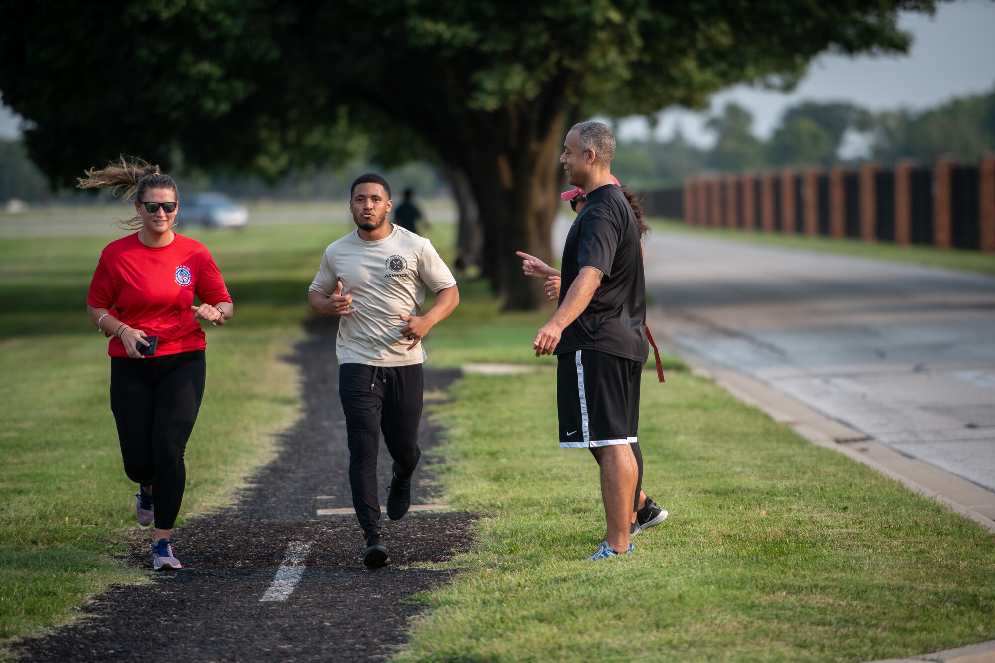 Airmen from the 73rd Airlift Squadron, 54th Airlift Squadron and 932nd Operations Support Flight virtually participate in the Bradley R. Smith memorial scholarship 5k run, 9 Sept. 2021, Scott Air Force Base, Illinois.