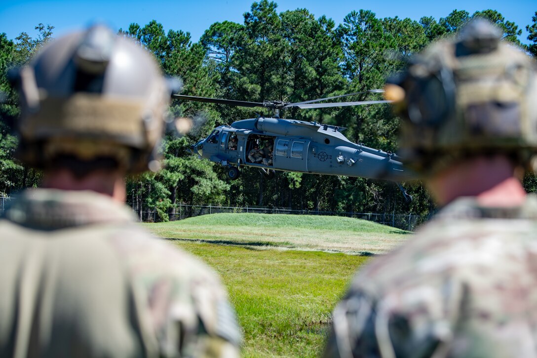 Photo of helicopter lifting off