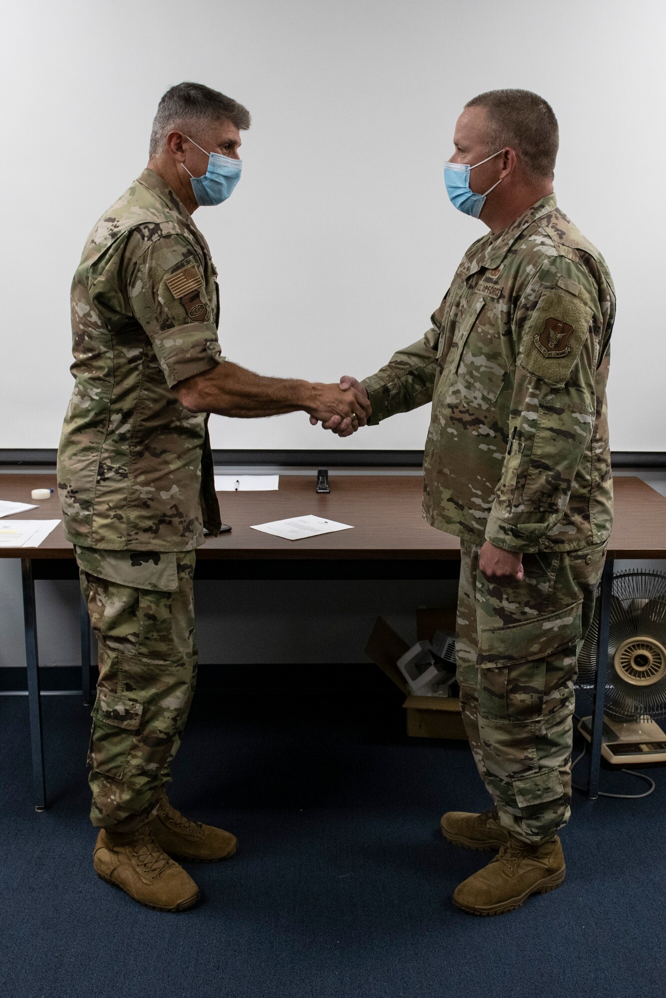 SMSgt. Jason Griffith, 932nd Civil Engineering Squadron, operations superintendent, receives the Lance P. Sijan U.S. Air Force Leadership Award presented by Col. Glenn Collins, 932nd Airlift Wing commander, August 8, 2021, Scott Air Force Base, Illinois. Lance P. Sijan U.S. Air Force Leadership Award recognizes the accomplishments of Airmen, both officers and enlisted, who demonstrate the highest qualities of leadership in the performance of their duties and conduct of their lives. (U.S. Air Force video by Staff Sgt. Brooke Spenner)