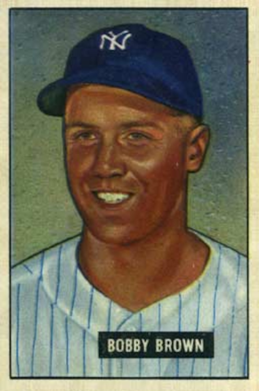 An illustration of a baseball player on a baseball card.