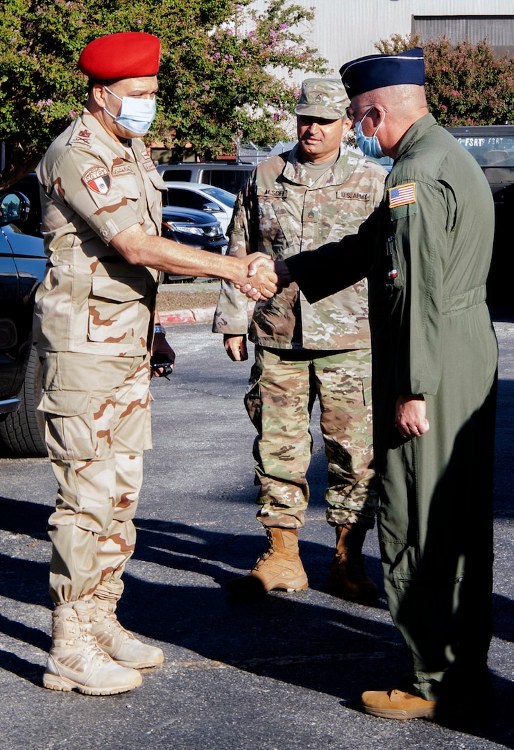 Brig. Gen. Matthew Barker (right), Chief of Staff, Headquarters Texas Air National Guard, hosted the Egyptian delegation as they toured the 149th FW facilities.