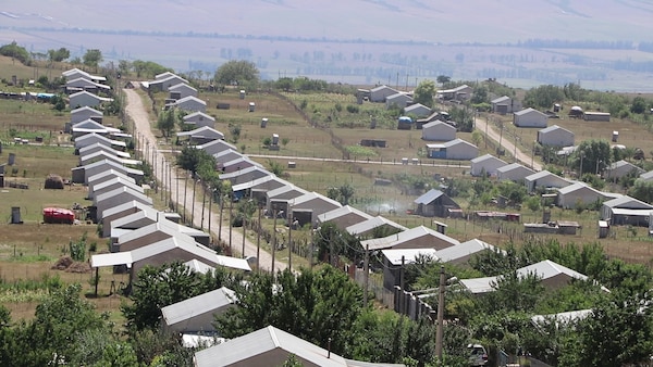 The Prezeti Internally Displaced Persons settlement in Georgia is seen here on August 4, 2021, the day of a ceremony recognizing the completion of a newly constructed water storage tank and electric-powered pump station serving the community. The U.S. Army Corps of Engineers, Europe District recently completed the water supply project through the U.S. European Command’s Humanitarian Assistance program, in close coordination with the U.S. Embassy in Tbilisi. (Photo courtesy of the U.S. Embassy in Tbilisi)