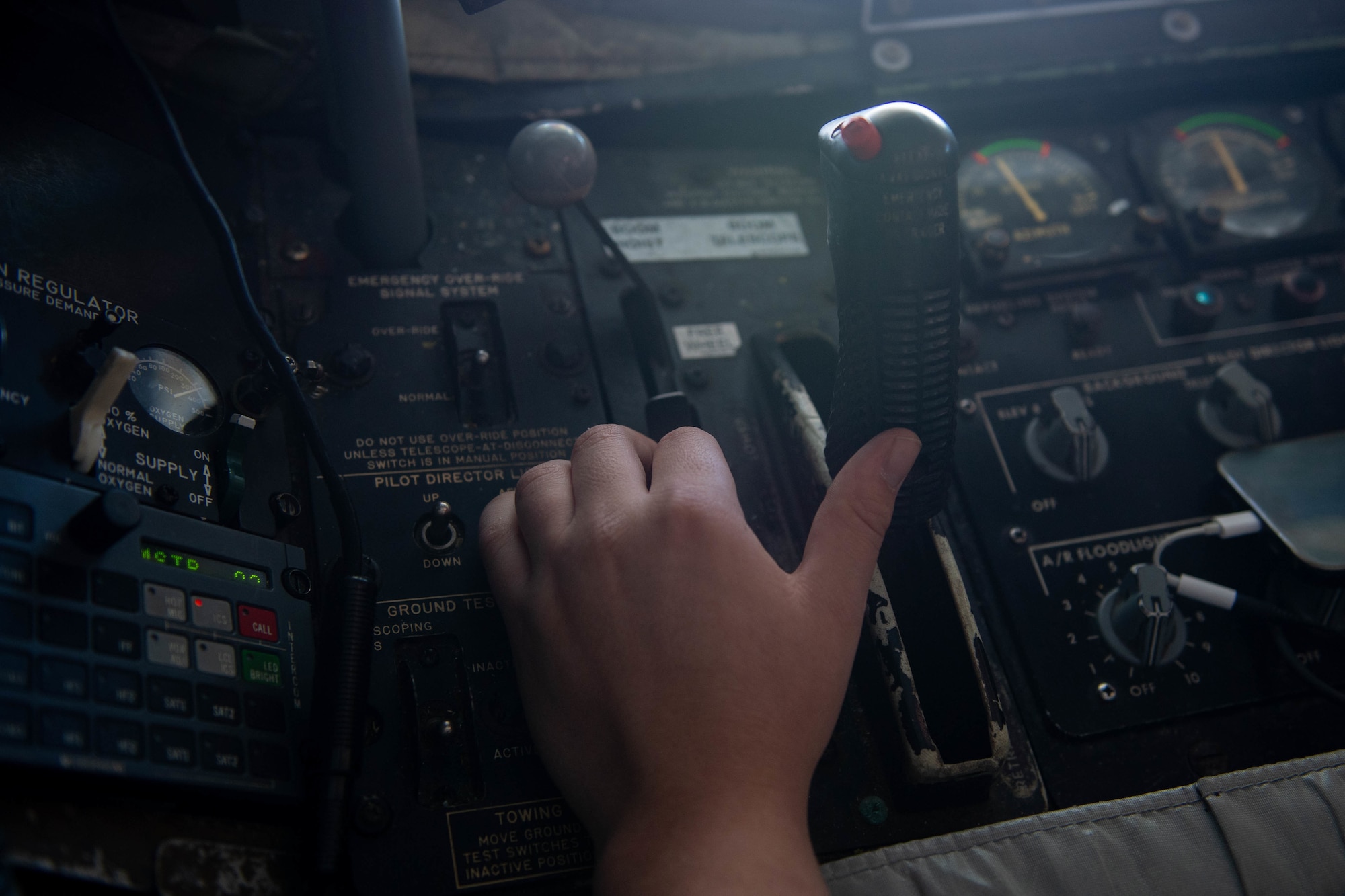 a boom operator assigned to the 93rd Expedition Air Refueling Squadron, delivers fuel during Bright Star 21