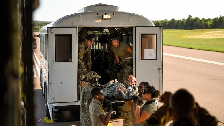 Reserve Citizen Airmen arrive at Fort McCoy, Wisconsin, for Patriot Warrior 2021. Patriot Warrior is Air Force Reserve Command's premier exercise, providing Airmen an opportunity to train with joint and international partners in airlift, aeromedical evacuation and mobility support. The exercise builds on capabilities for the future fight, increasing the readiness, lethality and agility of the Air Force Reserve. (Staff Sgt. Shelton Sherrill)