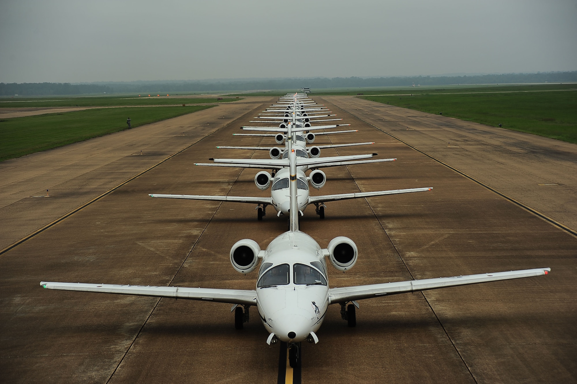 The 14th Flying Training Wing practicing the combat capability of safety and swiftly launching a large number of aircraft