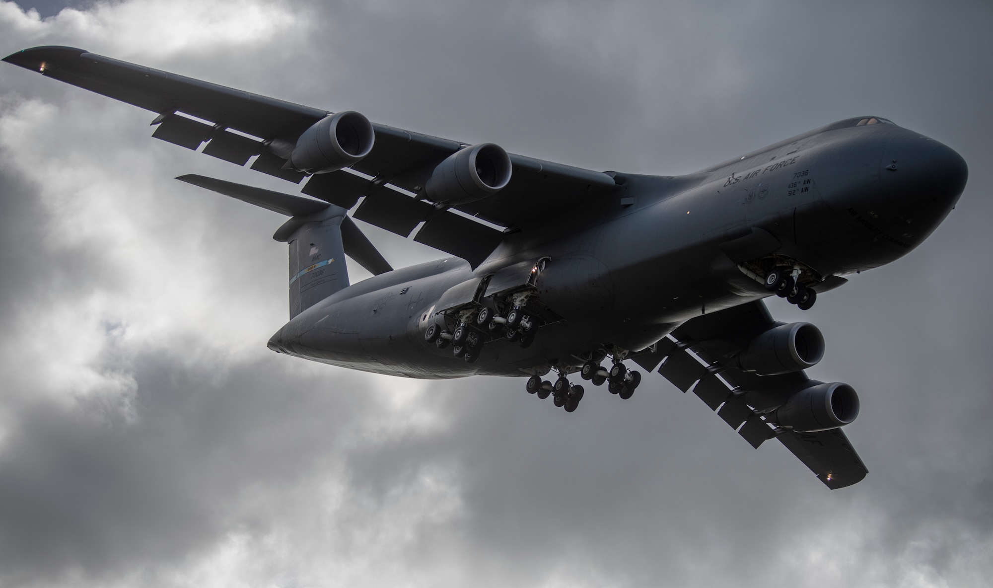 A C-5M Super Galaxy from Dover Air Force Base, Delaware, lands