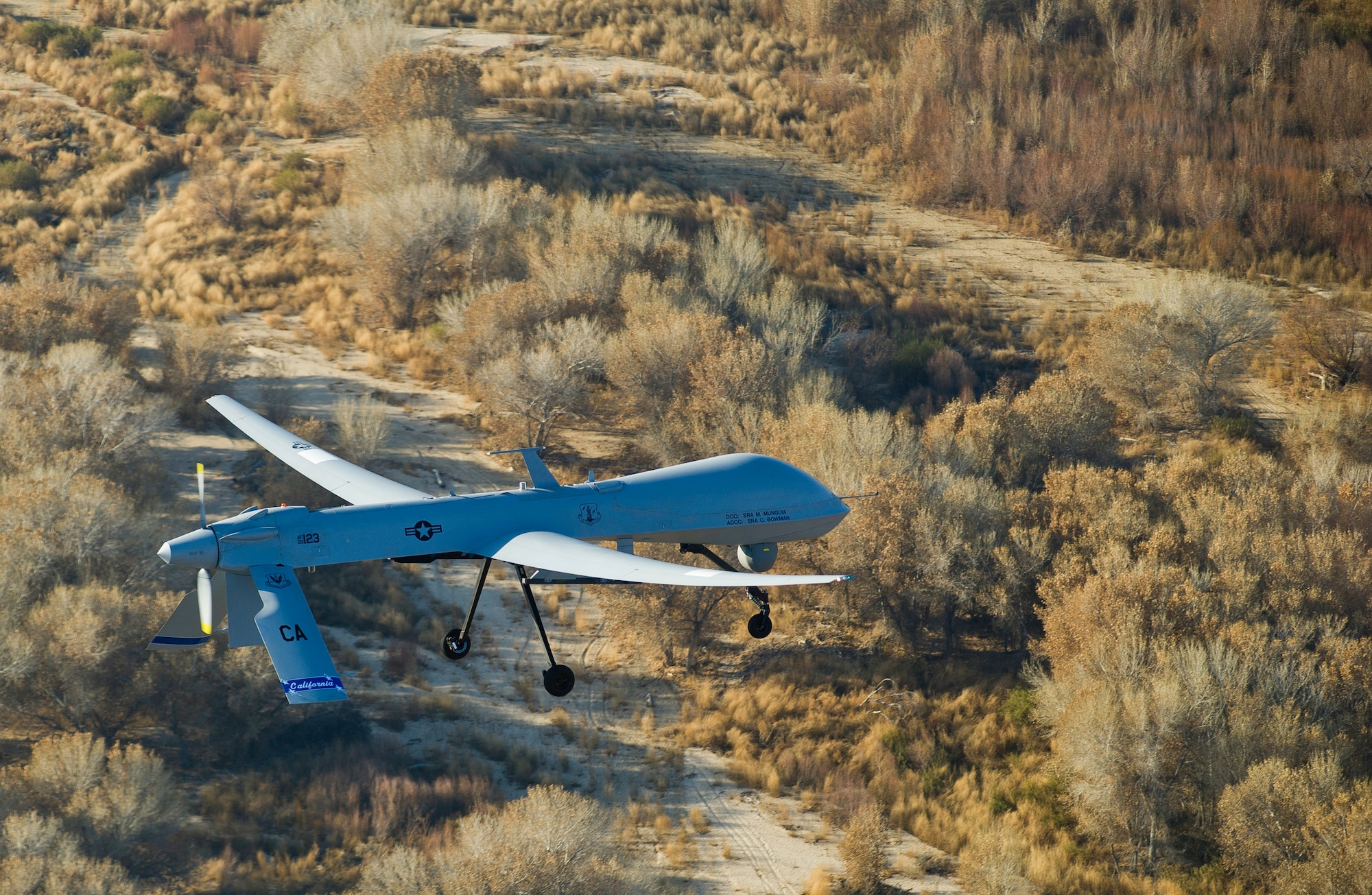 The MQ-1 Predator assigned to the 163rd Reconnaissance Wing is in flight