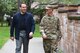 Banshee program participant John Frias, Foreign Military Sales Qatar Air Defense Operations Center program manager and the FMS Division’s innovation officer, walks with Capt. Matthew Ruden, chief innovation officer for Program Executive Office Digital, at Hanscom Air Force Base, Mass., Sept. 24.