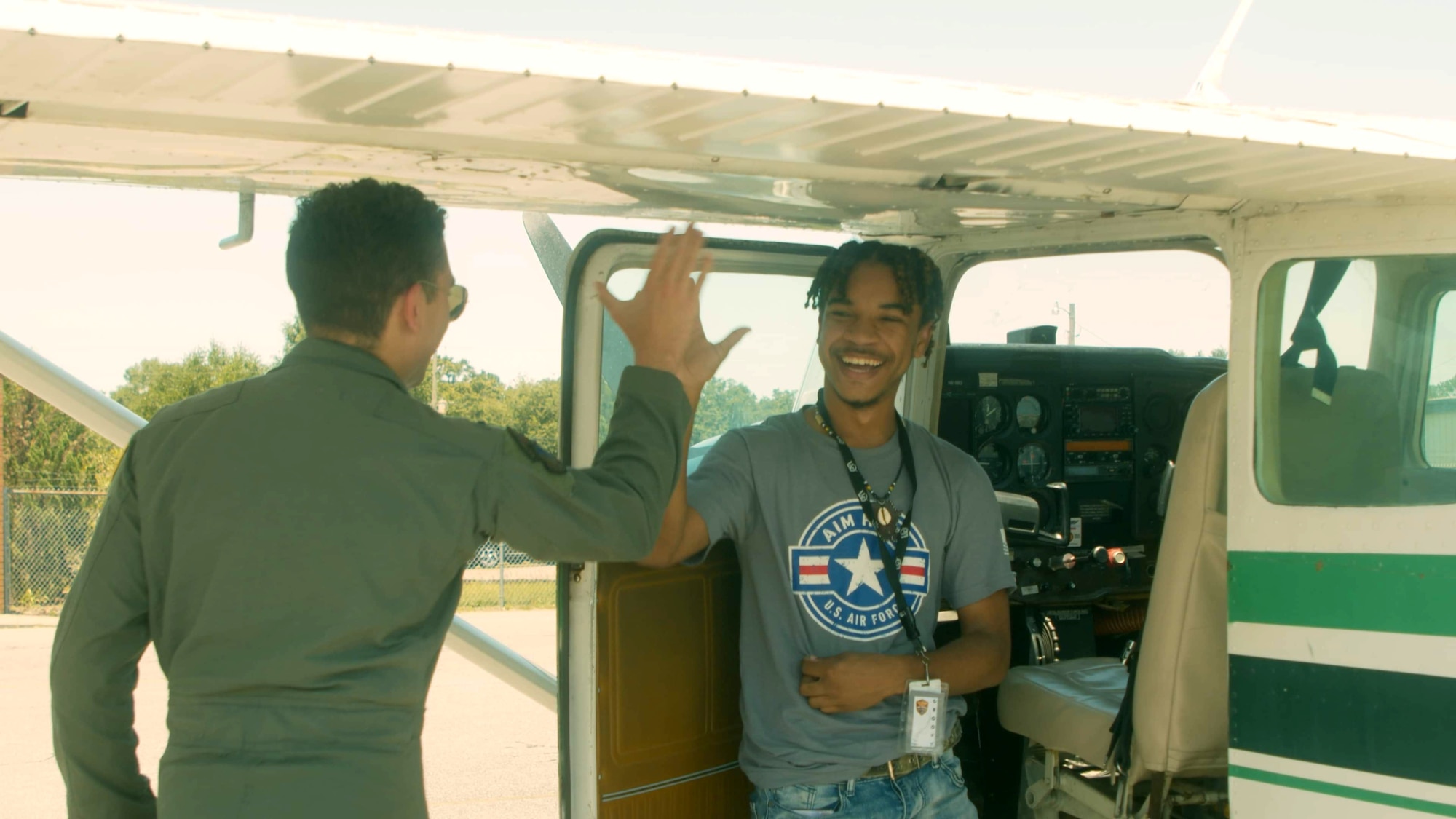 Photo of a student at the Air Force's AIM HIGH Flight Academy in Summer 2021.
