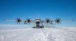 An LC-130 Skibird assigned to the 109th Airlift Wing, New York Air National Guard, gets ready to take off from Raven Camp on the Greenland ice cap. Raven Camp is used to train members on landing on ice runways, polar airdrops and operating in the snow and ice.